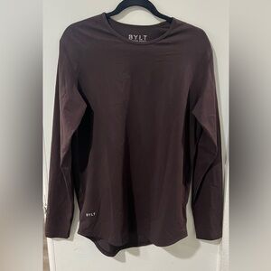 BYLT Basics Men's Deep Brown Long Sleeve Shirt Size Small